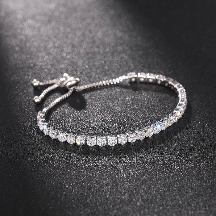 Sparkling Cubic Zirconia Tennis Bracelet | Adjustable Copper Bolo Bracelet