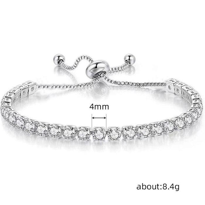 Sparkling Cubic Zirconia Tennis Bracelet | Adjustable Copper Bolo Bracelet