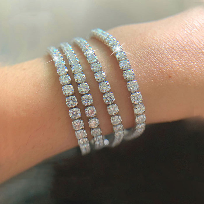 Sparkling Cubic Zirconia Tennis Bracelet | Adjustable Copper Bolo Bracelet
