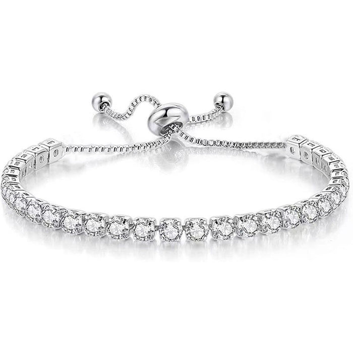 Sparkling Cubic Zirconia Tennis Bracelet | Adjustable Copper Bolo Bracelet