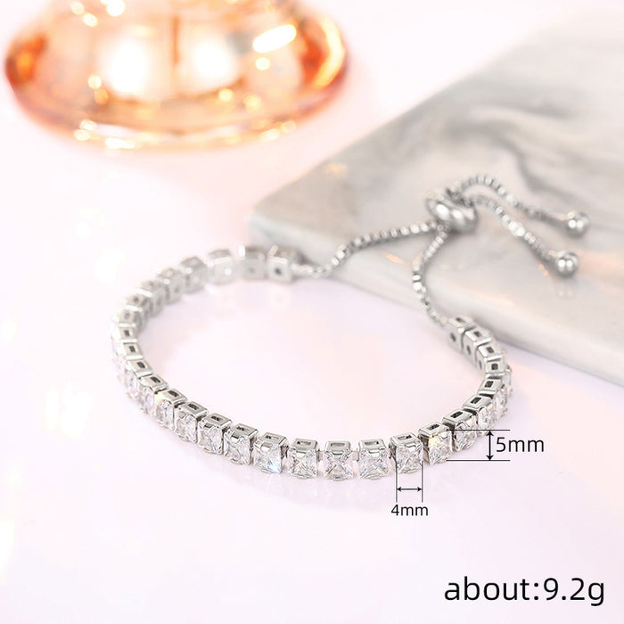 Sparkling Cubic Zirconia Tennis Bracelet | Adjustable Copper Bolo Bracelet