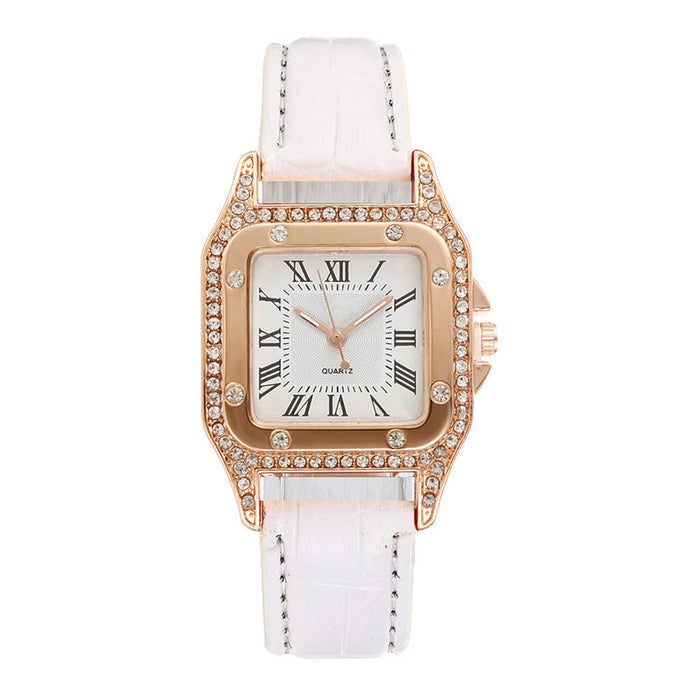 Square Watch Rhinestone Women's Suit Watch Box