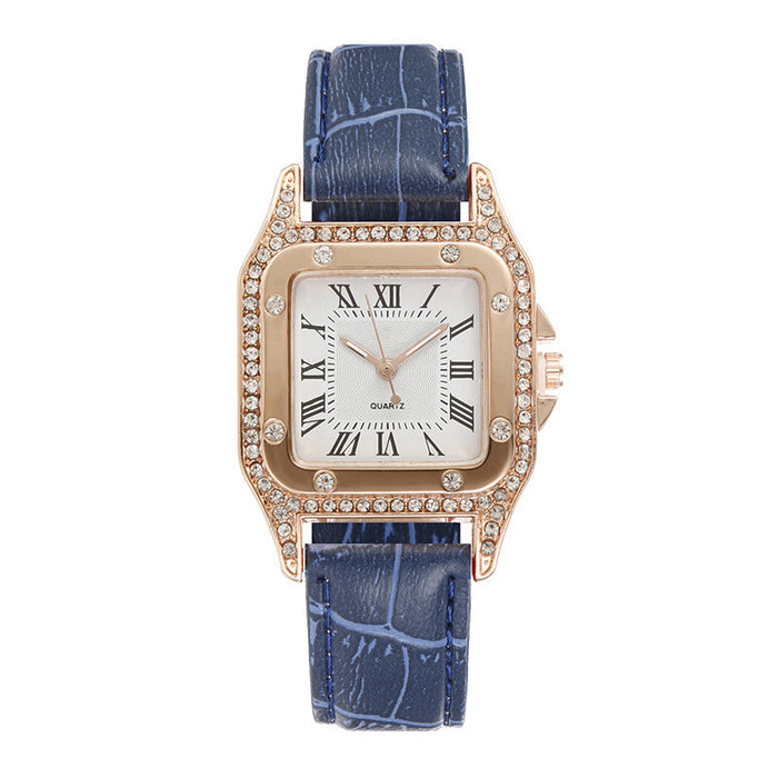 Square Watch Rhinestone Women's Suit Watch Box