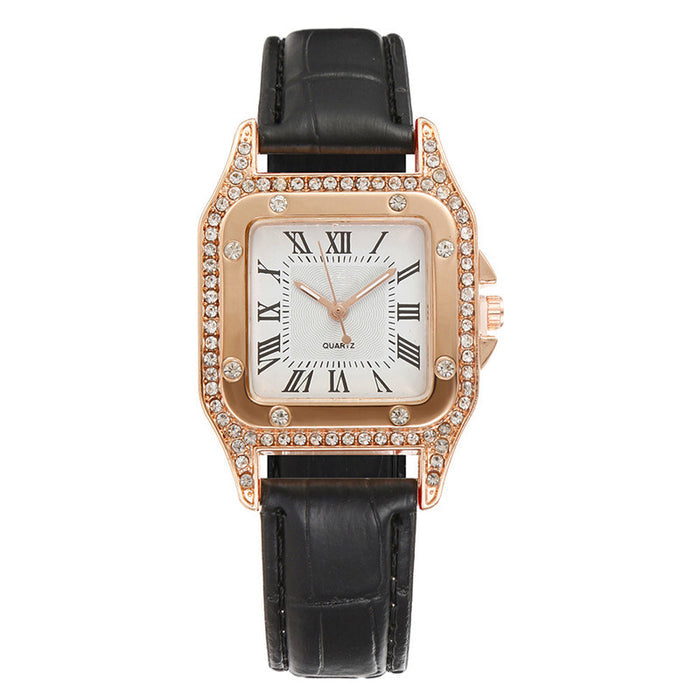 Square Watch Rhinestone Women's Suit Watch Box