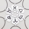 Stainless Steel Zodiac Guitar Pick Pendant Necklace | Engraved Astrology Jewelry