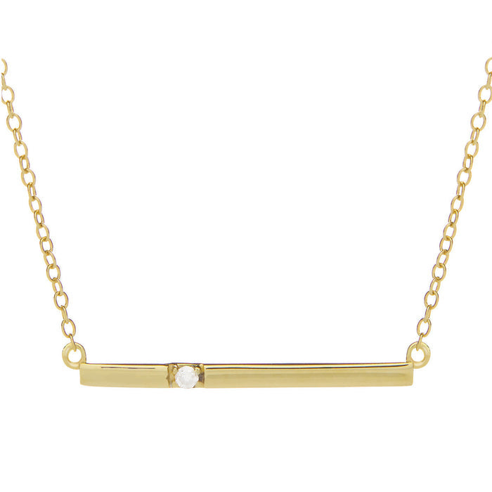 Sterling Silver Diamond Bar Necklace - Gold Overlay