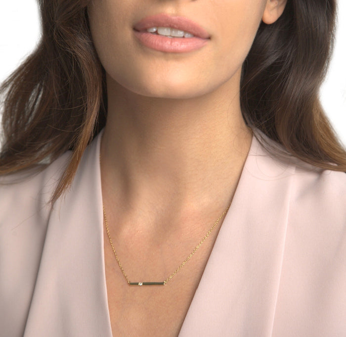 Sterling Silver Diamond Bar Necklace