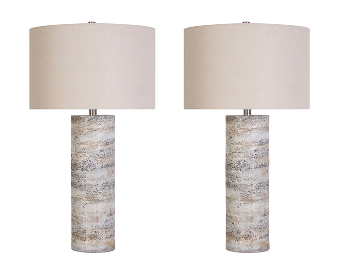 "Stonehaven Glow" Polyresin Table Lamp (Set of 2) - Stone