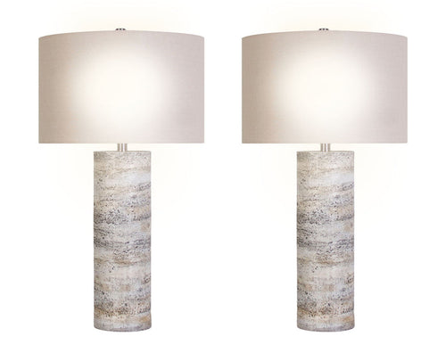 "Stonehaven Glow" Polyresin Table Lamp (Set of 2) - Stone