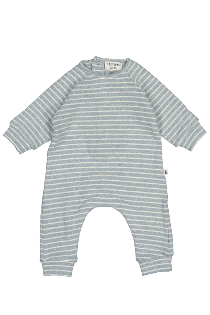 Striped baby romper on a white background