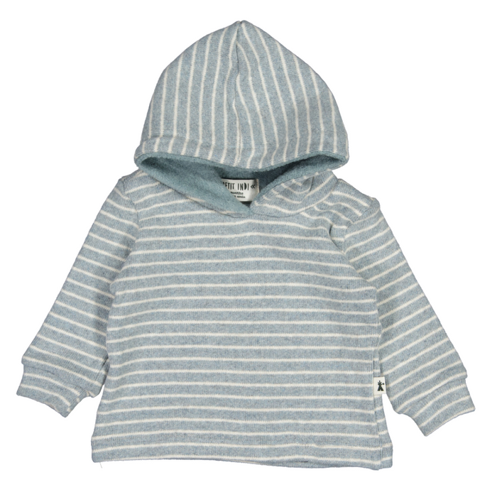Striped hoodie with a hood on a white background