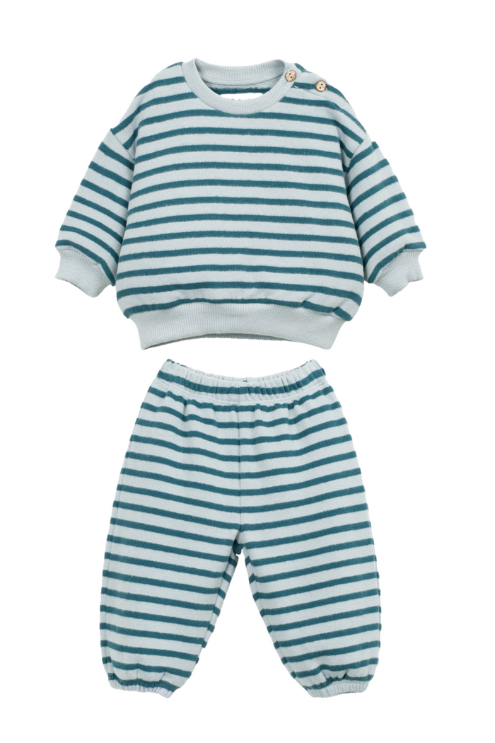 blue striped baby sweat set