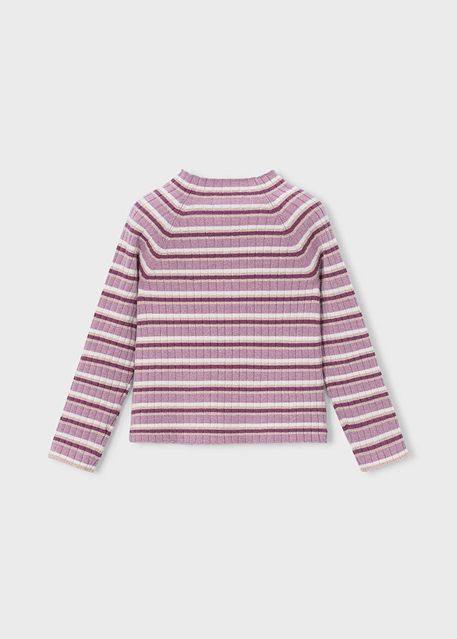 violet mix striped knit mockneck top