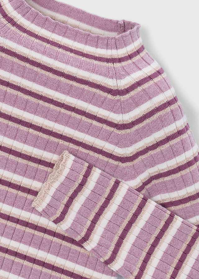 violet mix striped knit mockneck top