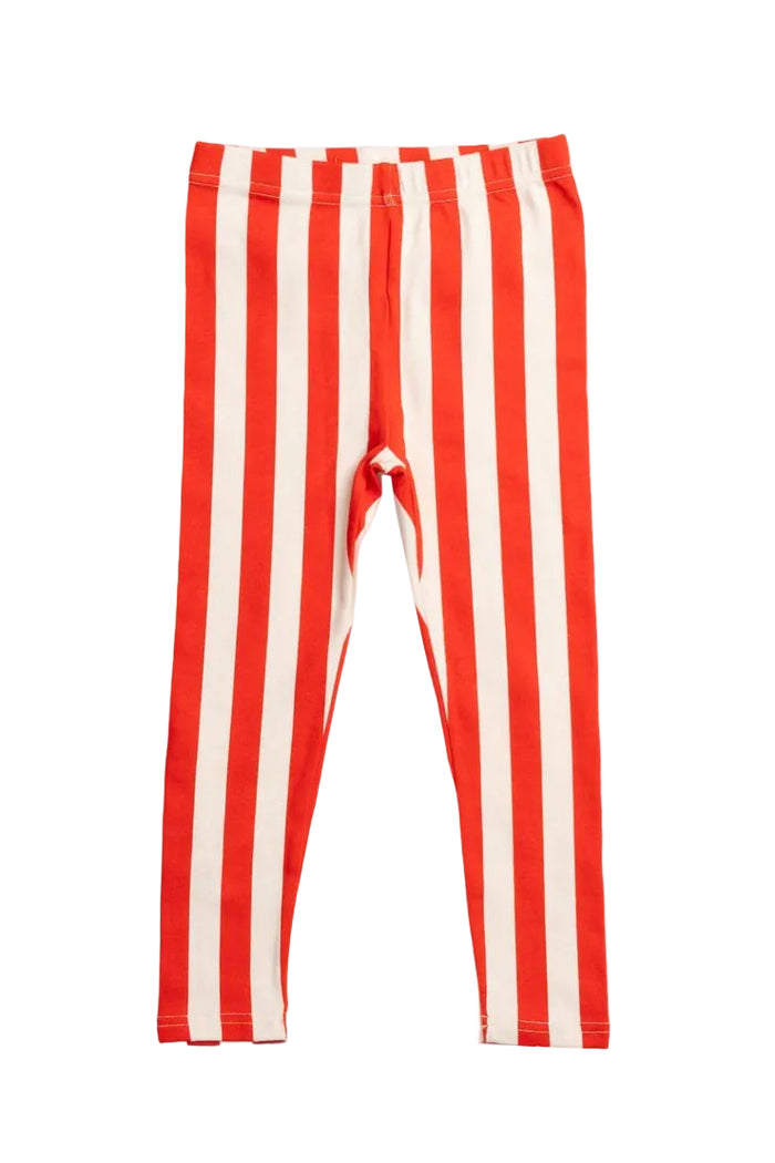 Red and white striped leggings on a light gray background