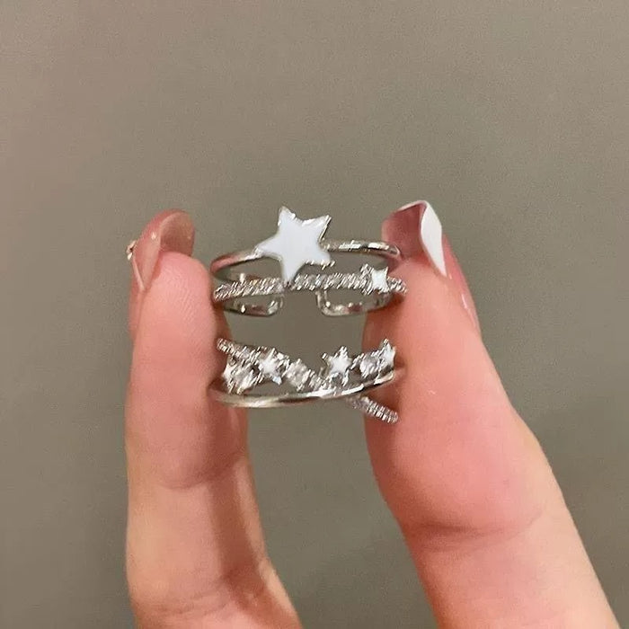 Stylish Double-layer Star Zircon Ring For Women