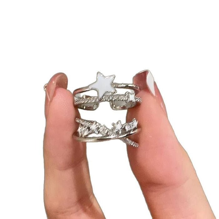 Stylish Double-layer Star Zircon Ring For Women