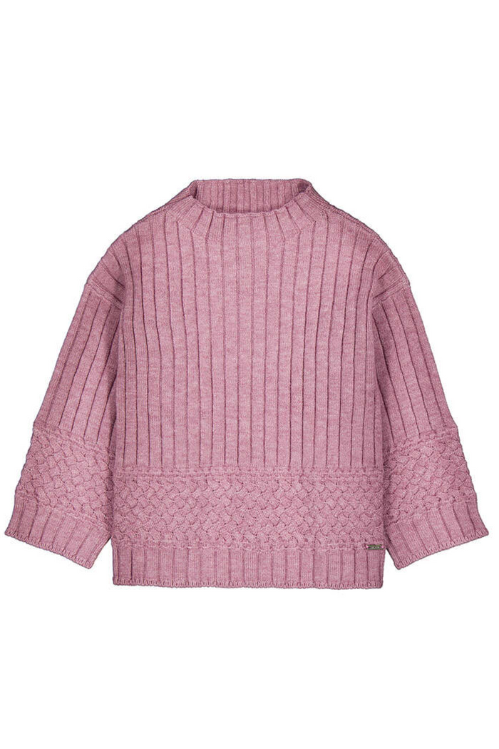 Pink ribbed sweater on a white background
