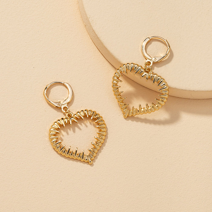 Textured Silver Spiked Heart Drop Earrings | Gothic Alt Hoop Jewelry