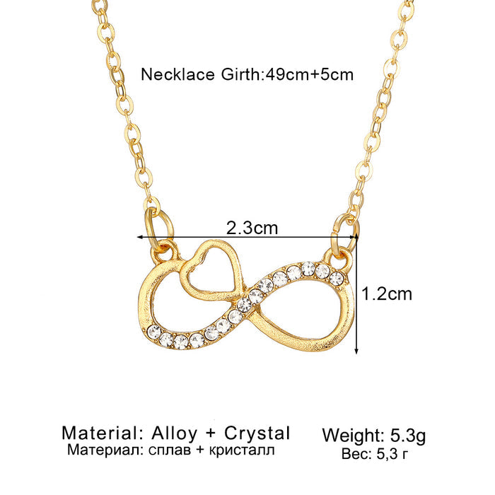 The Eternal Heart – Crystal-Accented Infinity Pendant on O-Link Chain