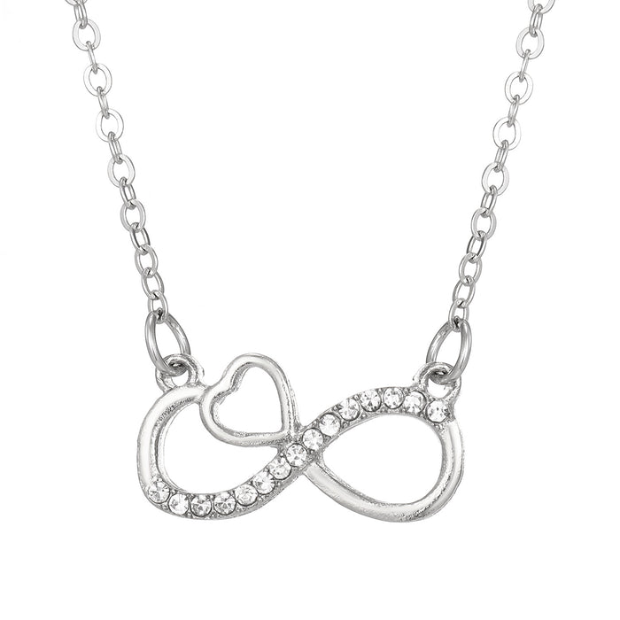 The Eternal Heart – Crystal-Accented Infinity Pendant on O-Link Chain