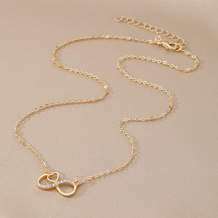The Eternal Heart – Crystal-Accented Infinity Pendant on O-Link Chain