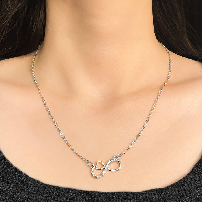 The Eternal Heart – Crystal-Accented Infinity Pendant on O-Link Chain