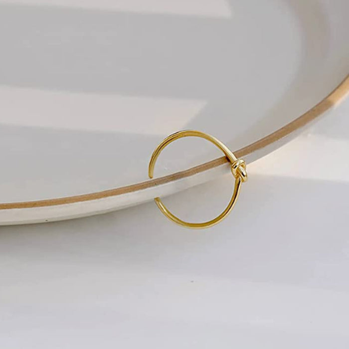 The "Eternal Knot" Open Ring | 18K Gold Tone Geometric Statement Ring | Resizable Unisex Band
