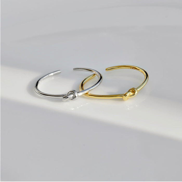 The "Eternal Knot" Open Ring | 18K Gold Tone Geometric Statement Ring | Resizable Unisex Band