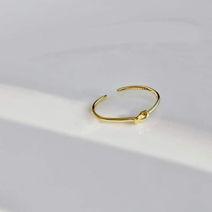 The "Eternal Knot" Open Ring | 18K Gold Tone Geometric Statement Ring | Resizable Unisex Band