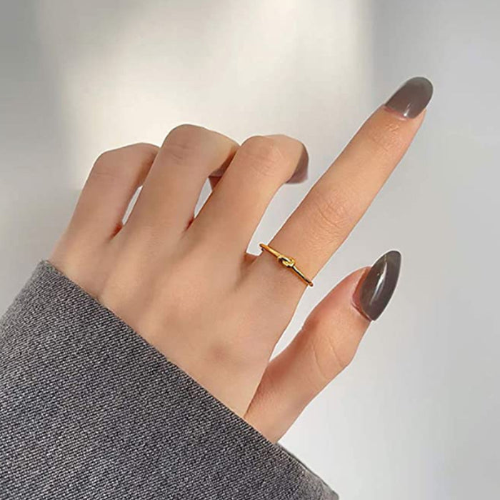 The "Eternal Knot" Open Ring | 18K Gold Tone Geometric Statement Ring | Resizable Unisex Band