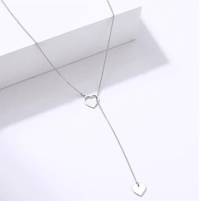 The Falling Hearts Lariat – 18k Gold Dipped Clavicle Chain Necklace