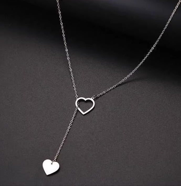 The Falling Hearts Lariat – 18k Gold Dipped Clavicle Chain Necklace