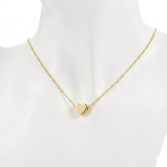 Gold Minimalist Heart Necklace on Display