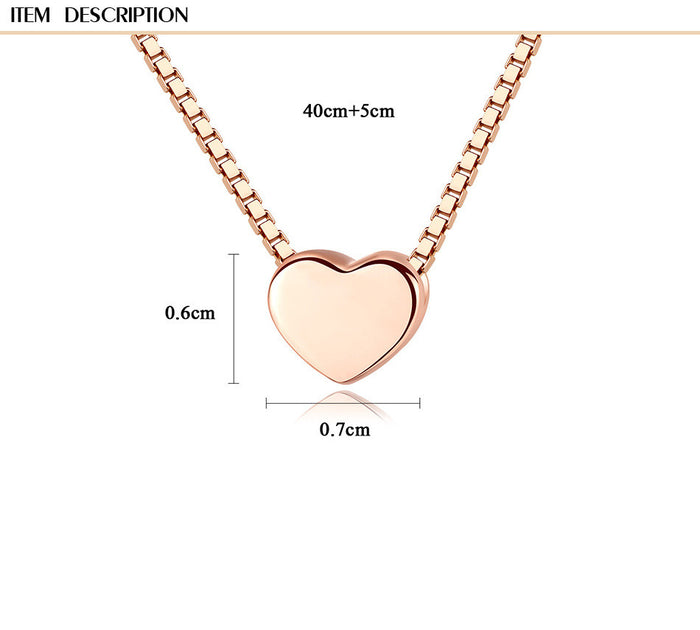 The Rose Aura Heart Solitaire – Minimalist Rose-Toned Box Link Chain