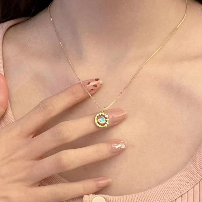 The Saturnia Orbit – Radiant Galaxy Pendant with Crystal Halo