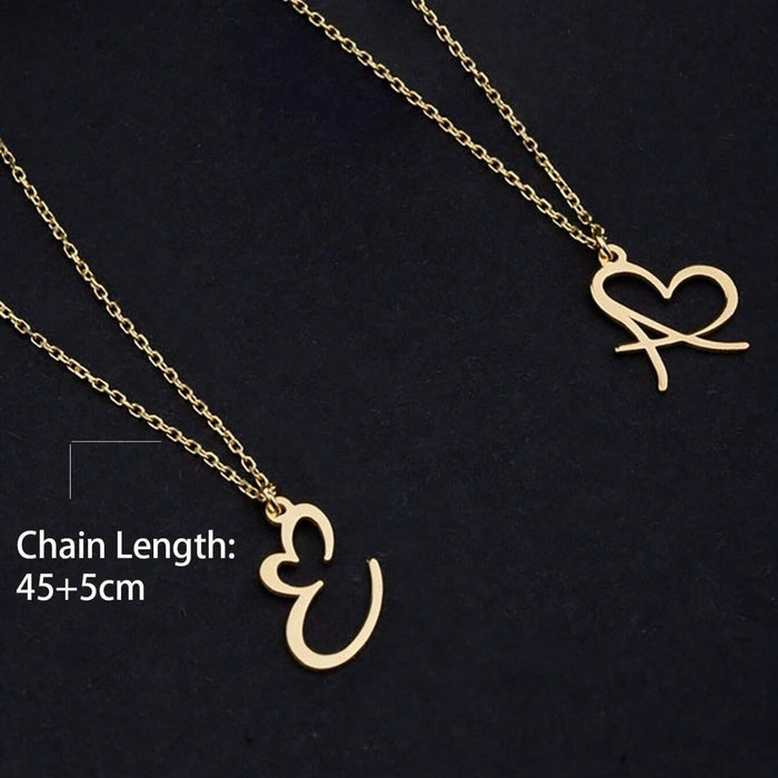 The Signature Heart – Custom Alphabet Pendant in 18k Gold Finish