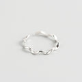 The "Tidal Duo" Ring Set | Textured Silver Stackable Rings | Fluid Geometric Open Rings