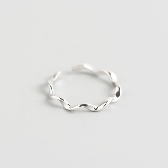 The "Tidal Duo" Ring Set | Textured Silver Stackable Rings | Fluid Geometric Open Rings