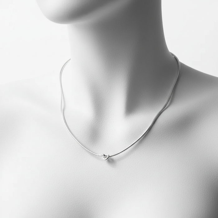 Architectural Silver Knot Snake Chain Necklace