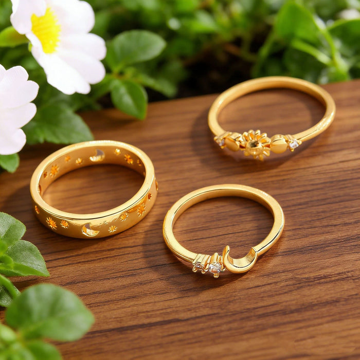 Trendy Zircon Star And Moon Ring - Minimalist Rings for Women
