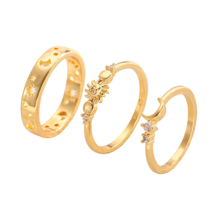 Trendy Zircon Star And Moon Ring - Minimalist Rings for Women