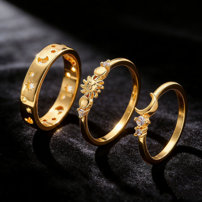 Trendy Zircon Star And Moon Ring - Minimalist Rings for Women