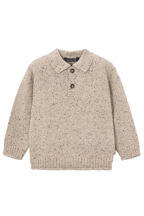 Tweed Knit Polo Sweater
