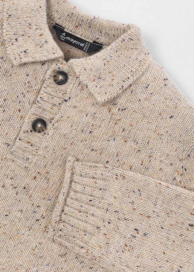 Tweed Knit Polo Sweater
