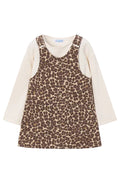 Leopard print pinafore dress and top set