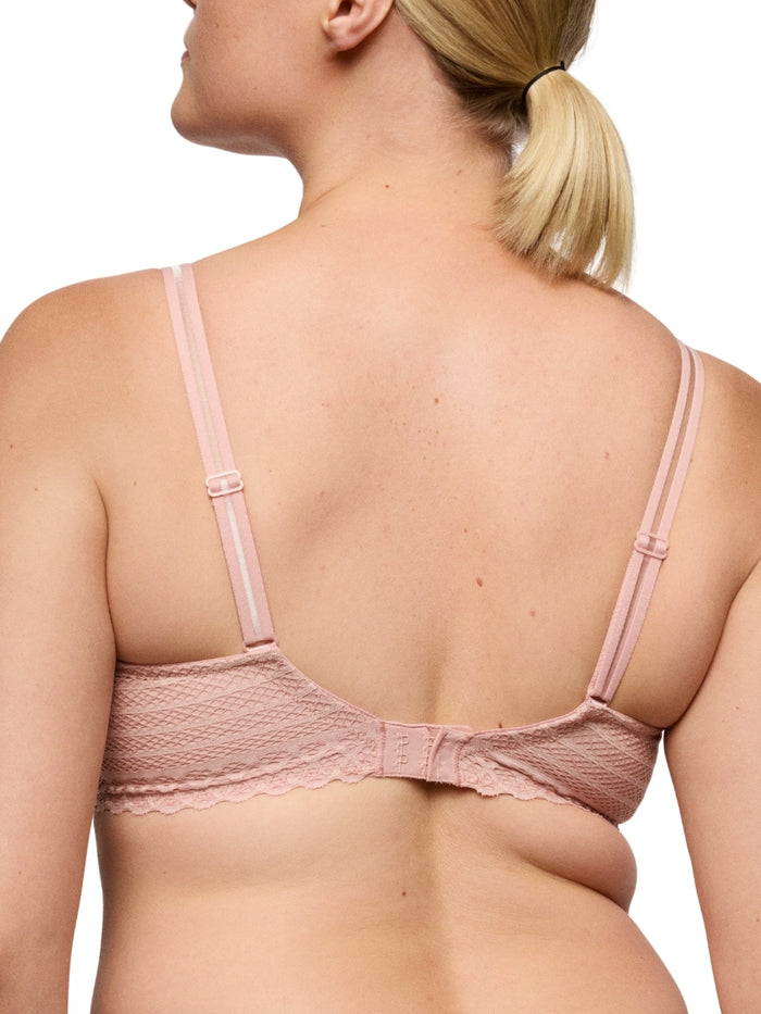 Twist Side Padded Heartshape Bra - Powder Rose