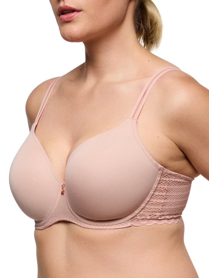 Twist Side Padded Heartshape Bra - Powder Rose