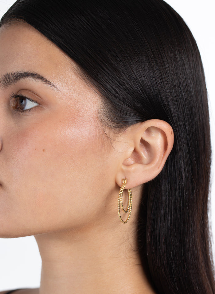 Twisted Rope Double Hoop Earrings