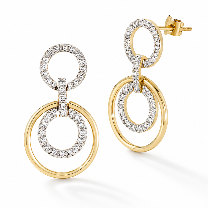Two-tone Circle 'n Circle Diamond Earrings